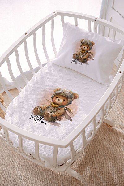 Lilabio İsme Özel 70x120 Park Yatak Ve Anne Yanı Pike Seti Ayıcık