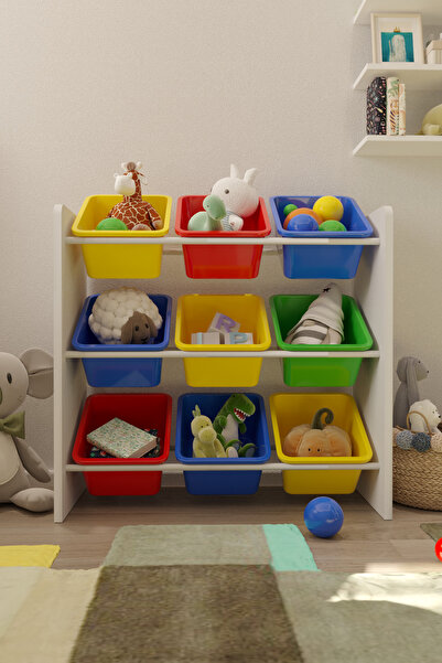 Flinder 9 Sepetli Çok Amaçlı Oyuncak Dolabı Montessori Dolap