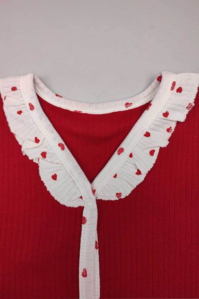Peki Ypexi Add 5 Pay 4 Cotton Ruffled Heart Vest and Suede Body for Baby and Girl - Gift Top 15202