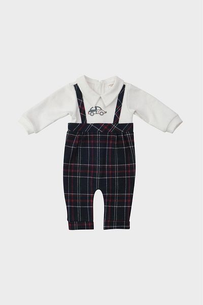 Layette Bg Store Baby Boy Plaid Jumpsuit 22Fw0Lt8806
