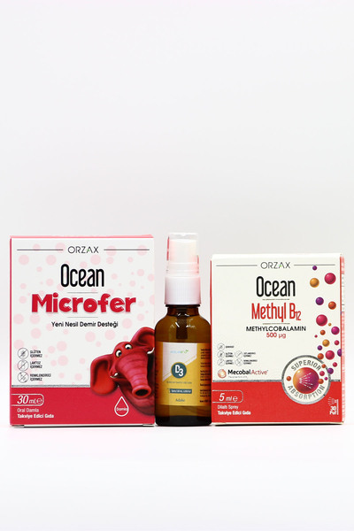 Ocean Microfer, Estellife D3, Ocean Methyl B12 ile Çocuklar İçin Demir ve B12 Vitamini Destek Paketi