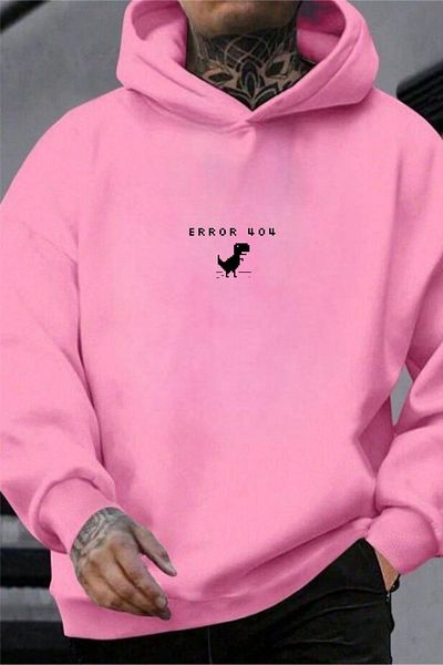 CAST COLLECTİON Ανδρικό ροζ Oversize Eror 404 εμπριμέ φούτερ