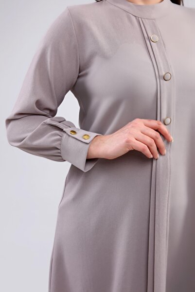 Ferace Women's Hijab Large Size Long Sleeve Ayrobin Shirt Tunik Gray