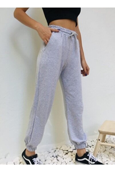 Noa Noa Kadın Gri Düz Altı Lastikli Eşofman Altı