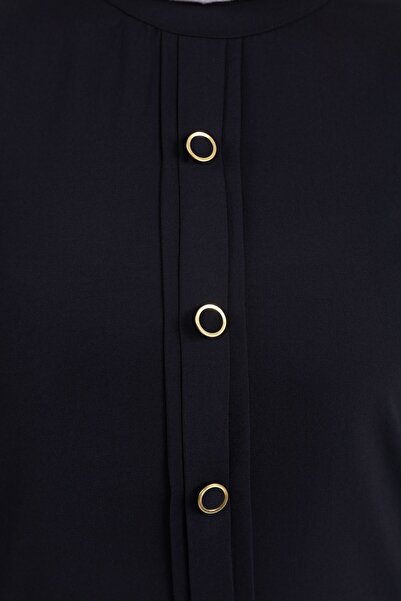 Ferace Women's Large Size Hijab Tunic Buttoned Ayrobin Fabric