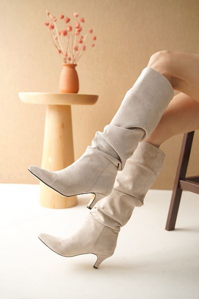 Lolita Love Shoes Adessa Γυναικείες καουμπόικες μπότες σε μπεζ καστόρι με έλξη