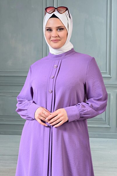 Ferace Ženska hijab majica dugih rukava veće veličine, tunika, lila
