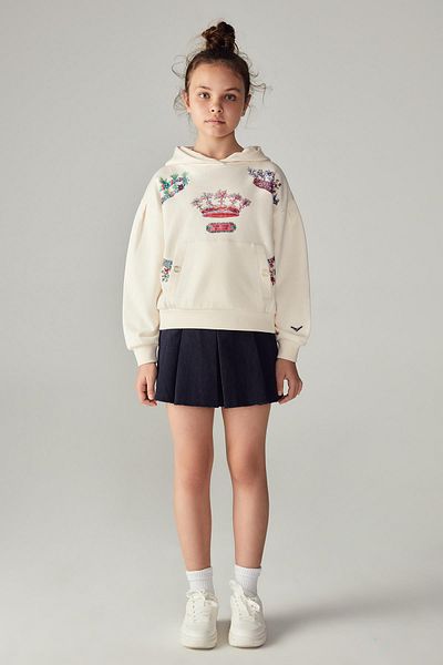 SWATSKY Bg Store Cremefarbenes Sweatshirt für Mädchen 23fw0sw1592