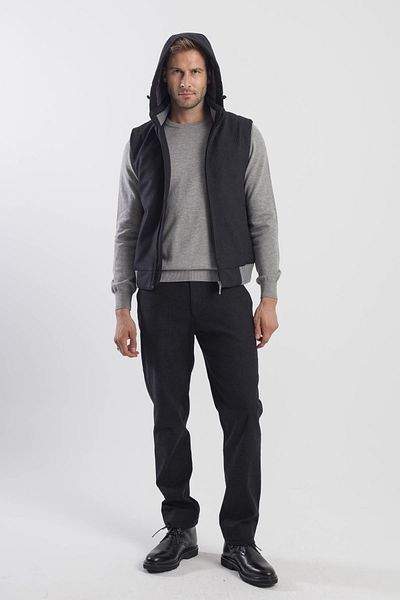 Jakamen Black Comfort Fit Patterned Removable Hooded Vest