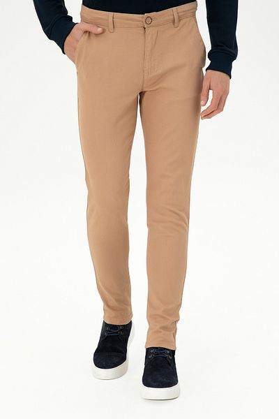 U.S. Polo Assn. Men's Camel Slim Fit Canvas Trousers 50297578-Vr015