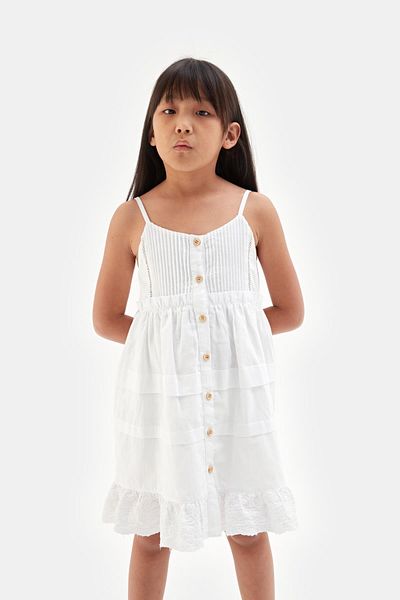 Tyess Bg Store Γυναικείο Παιδικό Λευκό Φόρεμα 23ss2tj4930