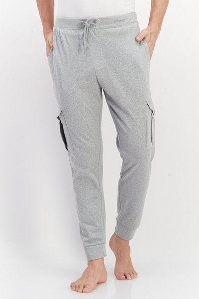 Outdoor Life Men Heather Drawstring Cargo Jogger Sleepwear, Grey