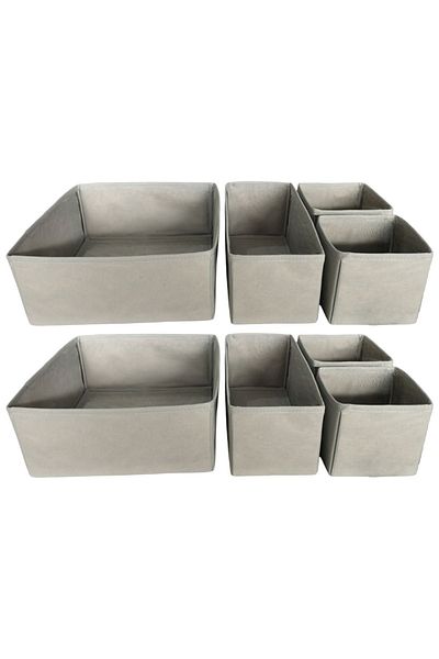 Balkan Room 8-Piece Gray Drawer Organizer Set - Multi-Purpose Cabinet Box Set