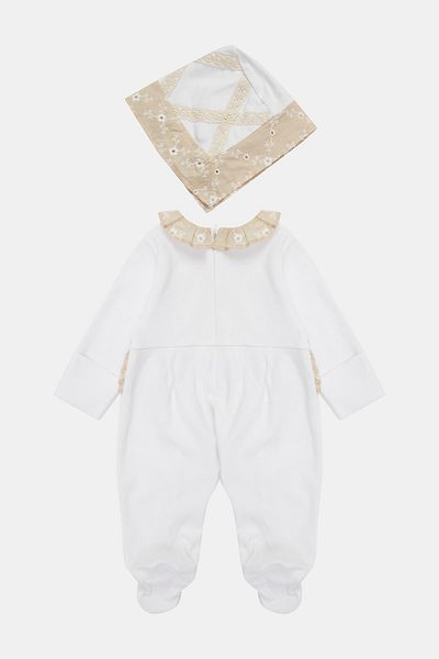 Layette Bg Store Baby Girl White Jumpsuit 23Ss0Lt7801