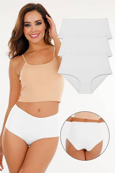 GECKO COLLECTION Gecko Laser Cut High Waist Women's Briefs with Elastic Waist 3 Pieces