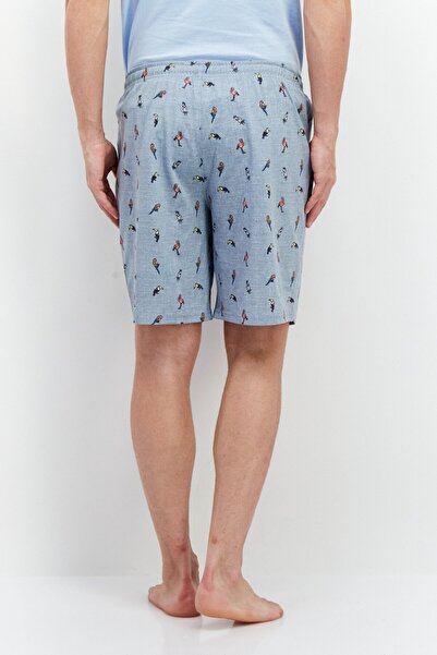 Caribbean Joe Men Drawstring Allover Print Sleepwear Short, Slate Blue