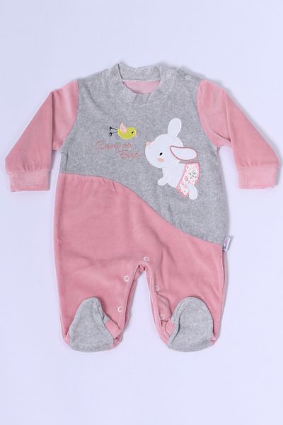 HÇM Baby Velour Jumpsuit Rabbit Printed Jumpsuit D-39