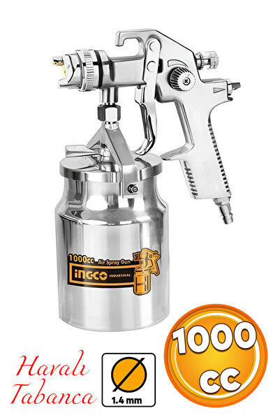 Ingco Alttan Depolu Metal Havalı Boya Tabanca 1000 cc Demir Ahşap Pilastik Yü...