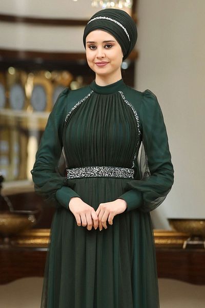 SUBU TASARIM Emerald Green Legendary Evening Dress - Tbssn40