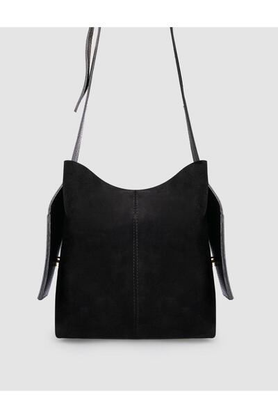 Cabani 100% Genuine Leather Black Suede Women's Shoulder Bag