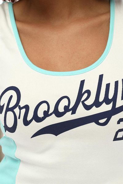 TF The Fancy For You Brooklyn Printed Women's Corduroy Tank Top - Thick Strap and Garni Detail