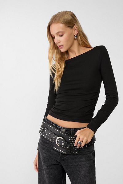 Stradivarius Long sleeve T-shirt with gathering