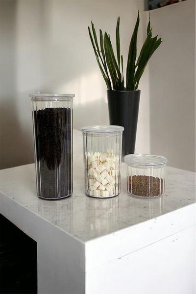 SURFACE HOME Food Storage Box - 3 Sizes 3 Pieces, Vacuum Lid, Crystal, 0.5 Lt, 1 Lt, 1.5 Lt [transparent]