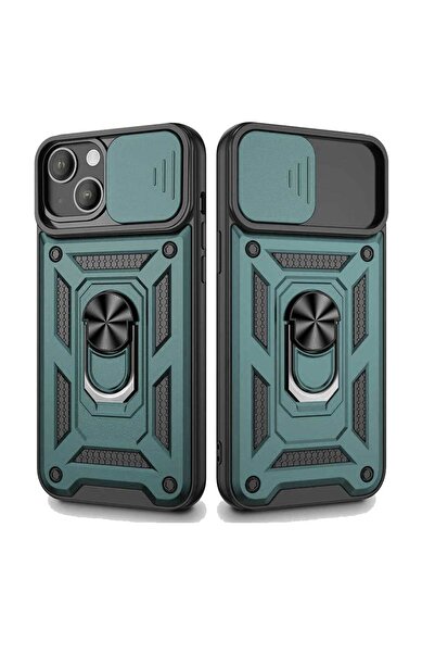 Smart Tech Apple iPhone 13 Uyumlu Kızaklı Kamera Korumalı Tank Kılıf