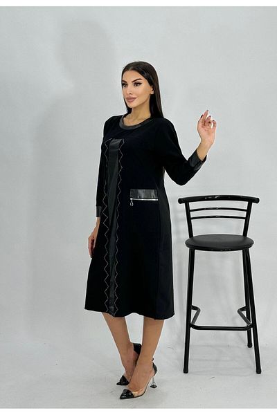 STELLETO Two Thread Leather Detailed Jewelled Large Size Tunic with Pocket Zipper