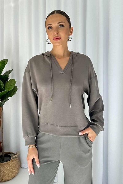 Mine Tan Butik Hanorac modal cu glugă gri