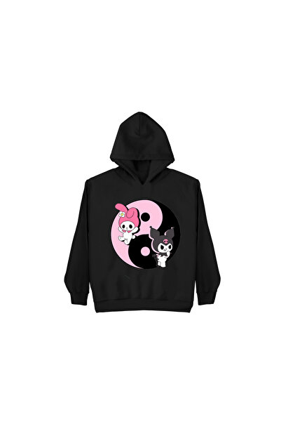 MAGORS Yi̇nyang Kuromi̇ Детски суичър с 3 нишки с щампа без джоб