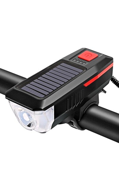 AKIN PAZAR Solar Bisiklet Feneri Su Geçirmez T6 Led Güneş Enerjili Usb Şarjlı