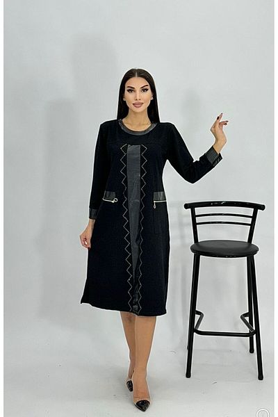 STELLETO Two Thread Leather Detailed Jewelled Large Size Tunic with Pocket Zipper