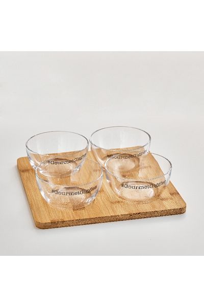 Home Box Urban 4-Part Appetizer Set with Bamboo Stand - 24 cm