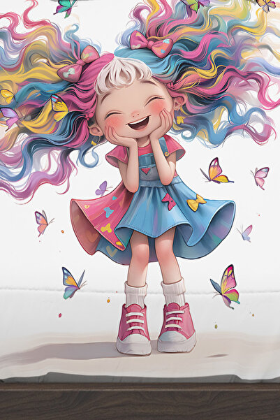 Else Dekor Cute Colorful Girl Patterned Children's Single Pillowed Elastic Sheet Set 100X200Cm