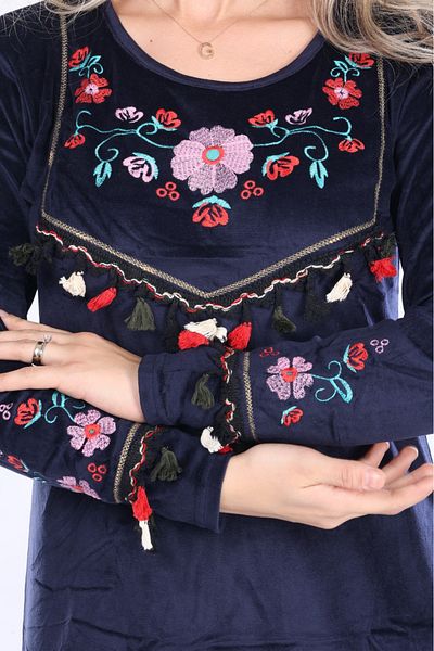 mervemoda Γυναικείο βελούδινο μακρυμάνικο φόρεμα