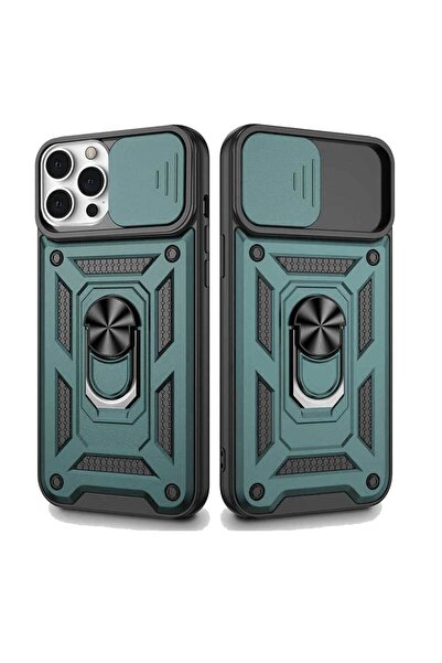 Smart Tech Apple iPhone 13 Pro Max Uyumlu Kızaklı Kamera Korumalı Tank Kılıf