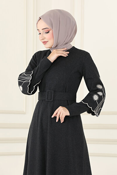 ModaMerve Black Belted Dress - Msl1610