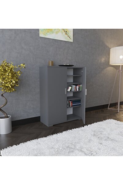 boreas design Detroit Çok Amaçlı Dolap Çift Kapaklı 6 Raflı Banyo Dolabı Mutf...