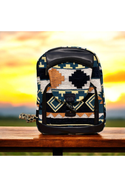 MODA Large Size Unisex Backpack with Ethnic Rug Pattern