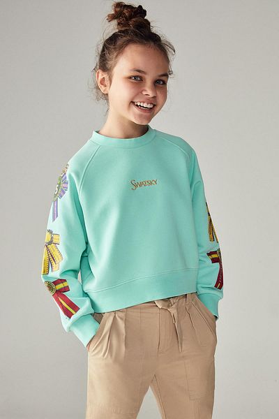 SWATSKY Bg Store Türkisfarbenes Sweatshirt für Mädchen 23fw0sw1591