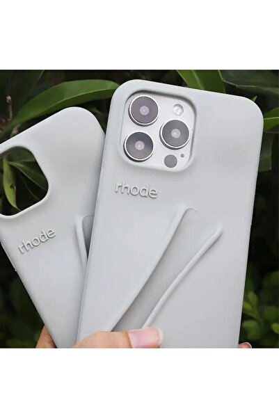 Newon iPhone 14 Pro Gray Rhode Lip Case Logo Phone Case Cover Cover Case