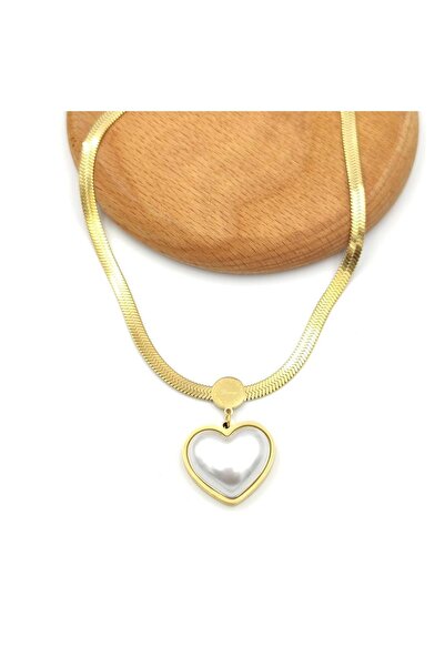 Güler Yüzlü Silver قلادة من الفولاذ على شكل قلب كبير مع سلسلة ياسسي