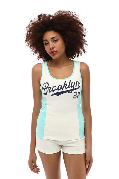 TF The Fancy For You Brooklyn Printed Women's Corduroy Tank Top - Thick Strap and Garni Detail