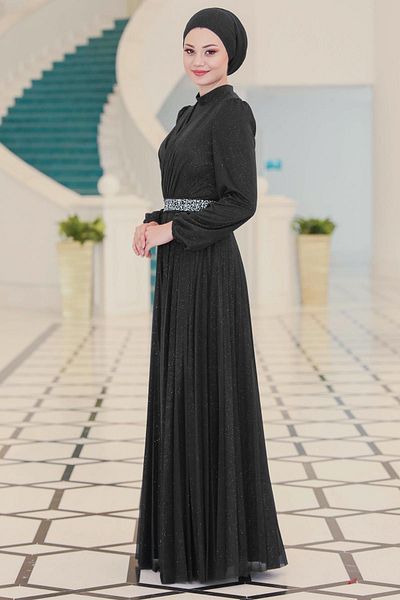 SUBU TASARIM Black Dila Evening Dress - Tbssn44 Model