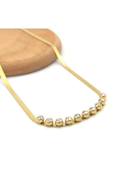 Güler Yüzlü Silver STEEL STONE WATERWAY FLAT CHAIN