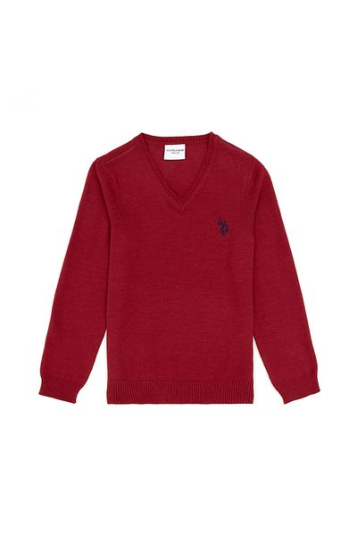 U.S. Polo Assn. Girl's Cherry V-Neck Basic Sweater 50294198 -Vr223