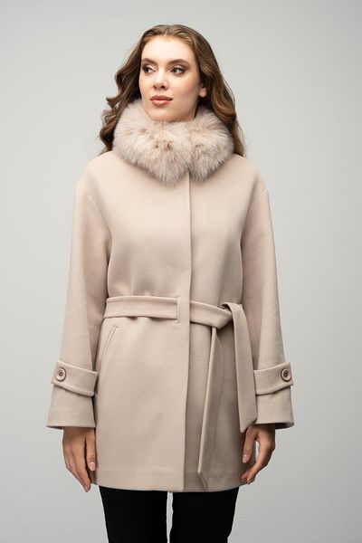 Olcay Palton scurt de cașmir supradimensionat cu guler detașabil BEIGE 3051-TK
