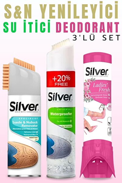 Silver Su İtici Sprey+Süet Nubuk+Kadın Deodorant 3'lü Set