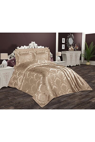 bursa çeyiz مفرش سرير مزدوج من قماش الجاكار من Cappuchino Bursa - Chenille Busem